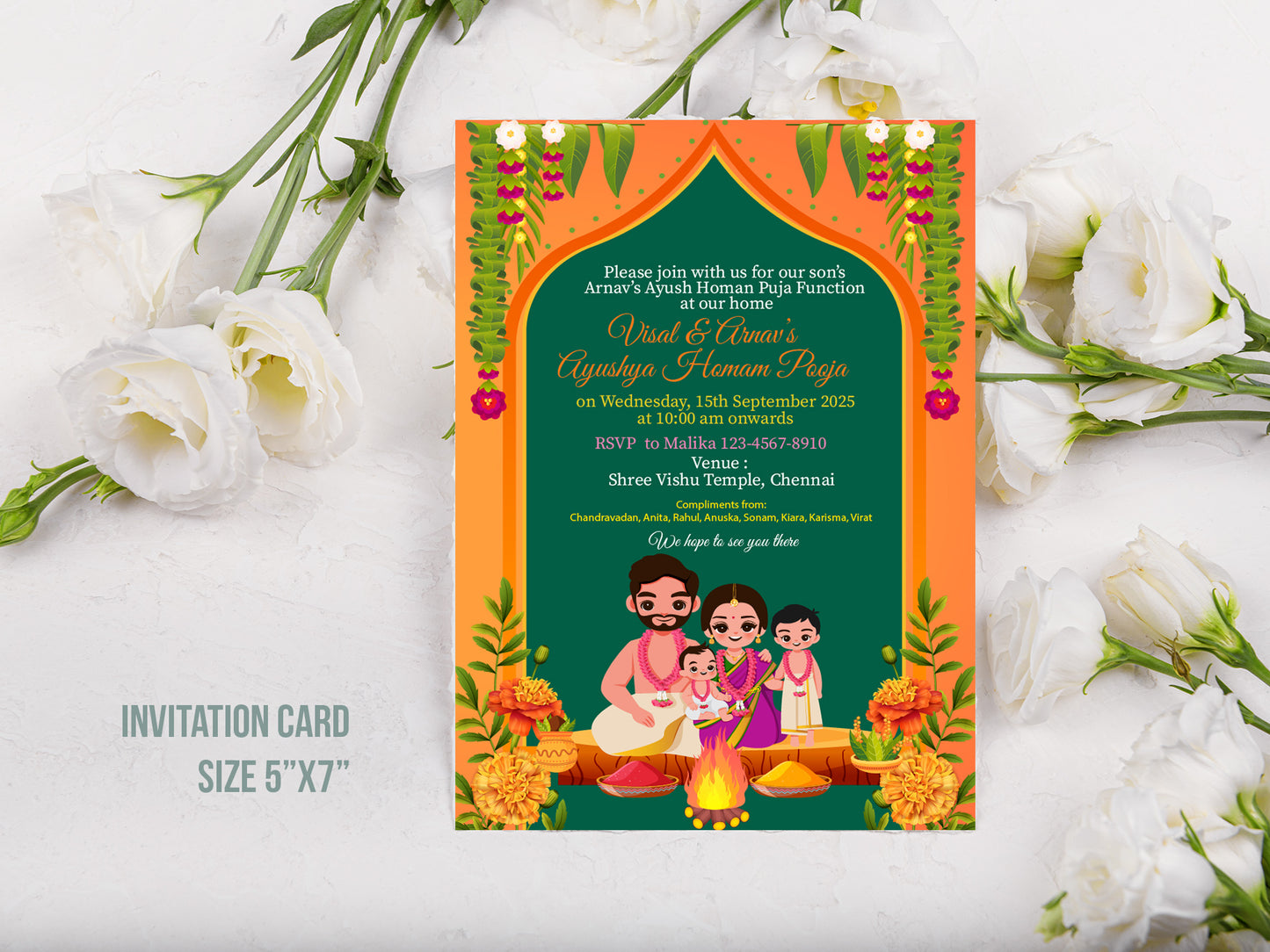 Cute Milestone invite, Ayush Homam puja function, Customize Template #hfiv230701