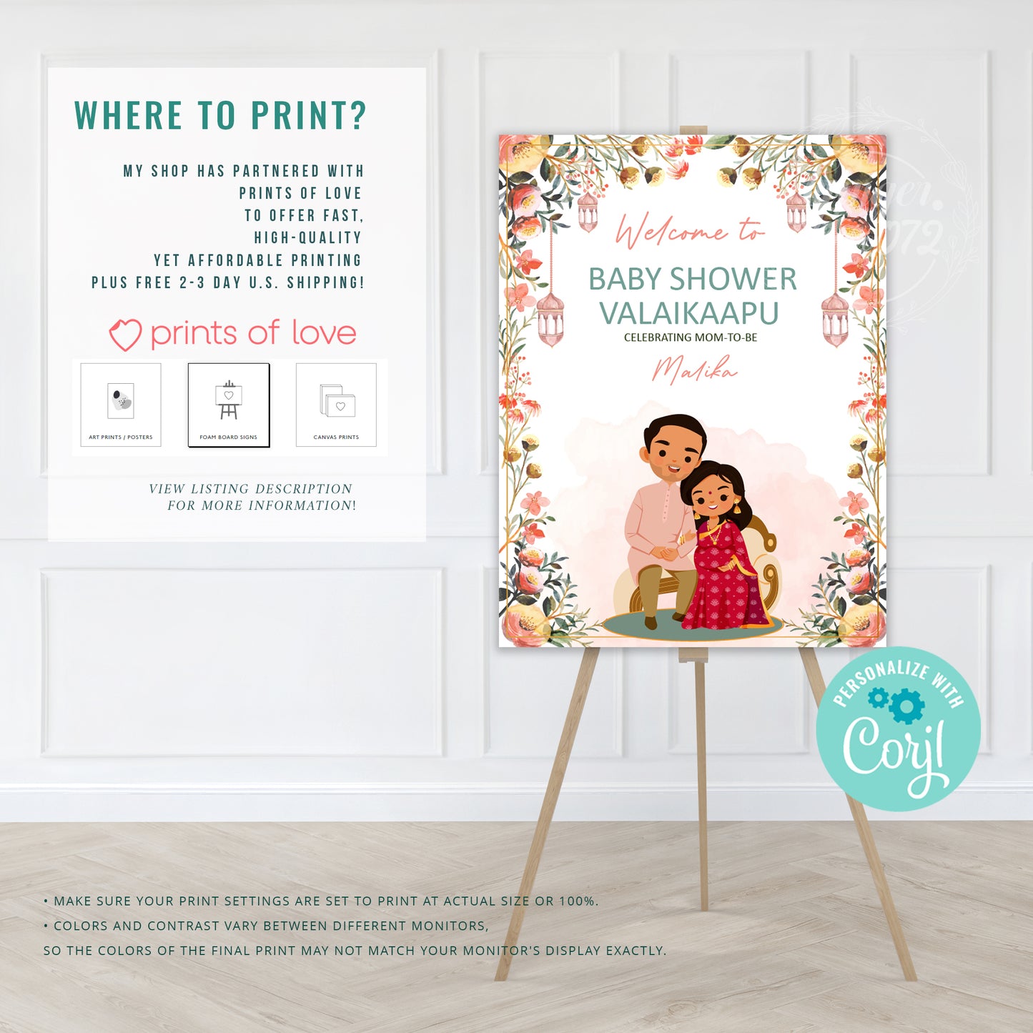 Cute Baby Shower sign, Valaikaapu, Seemantham, Customize Template #wcsl230102
