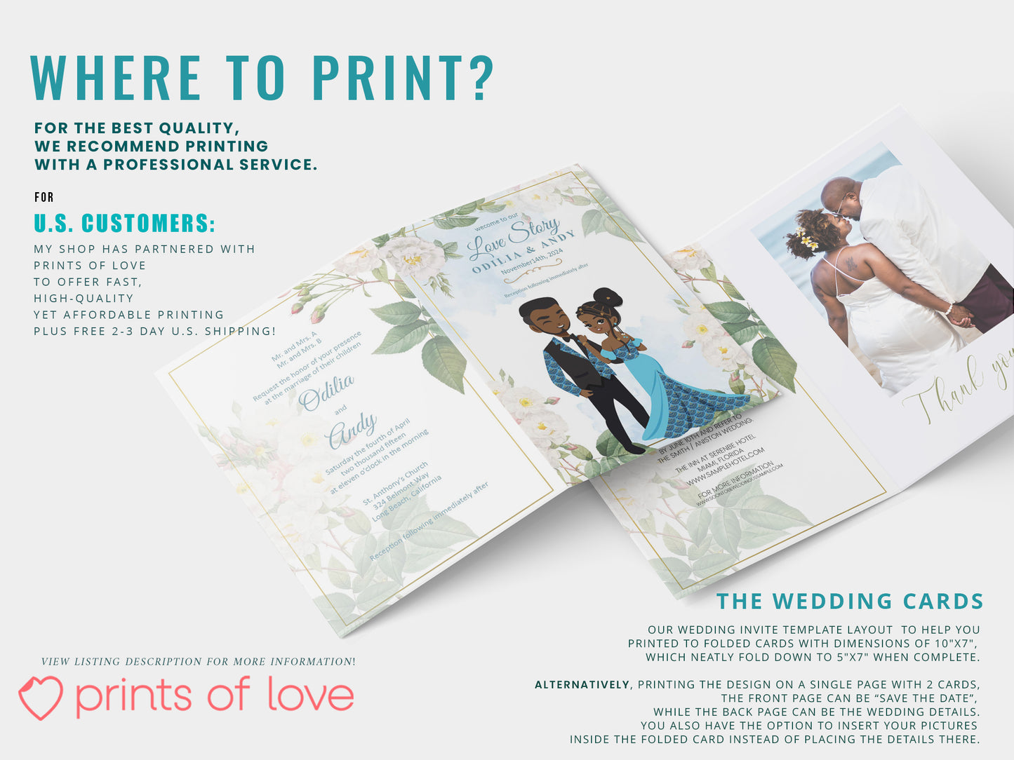Cute African-American wedding Invitation, Customize template #bciv220402