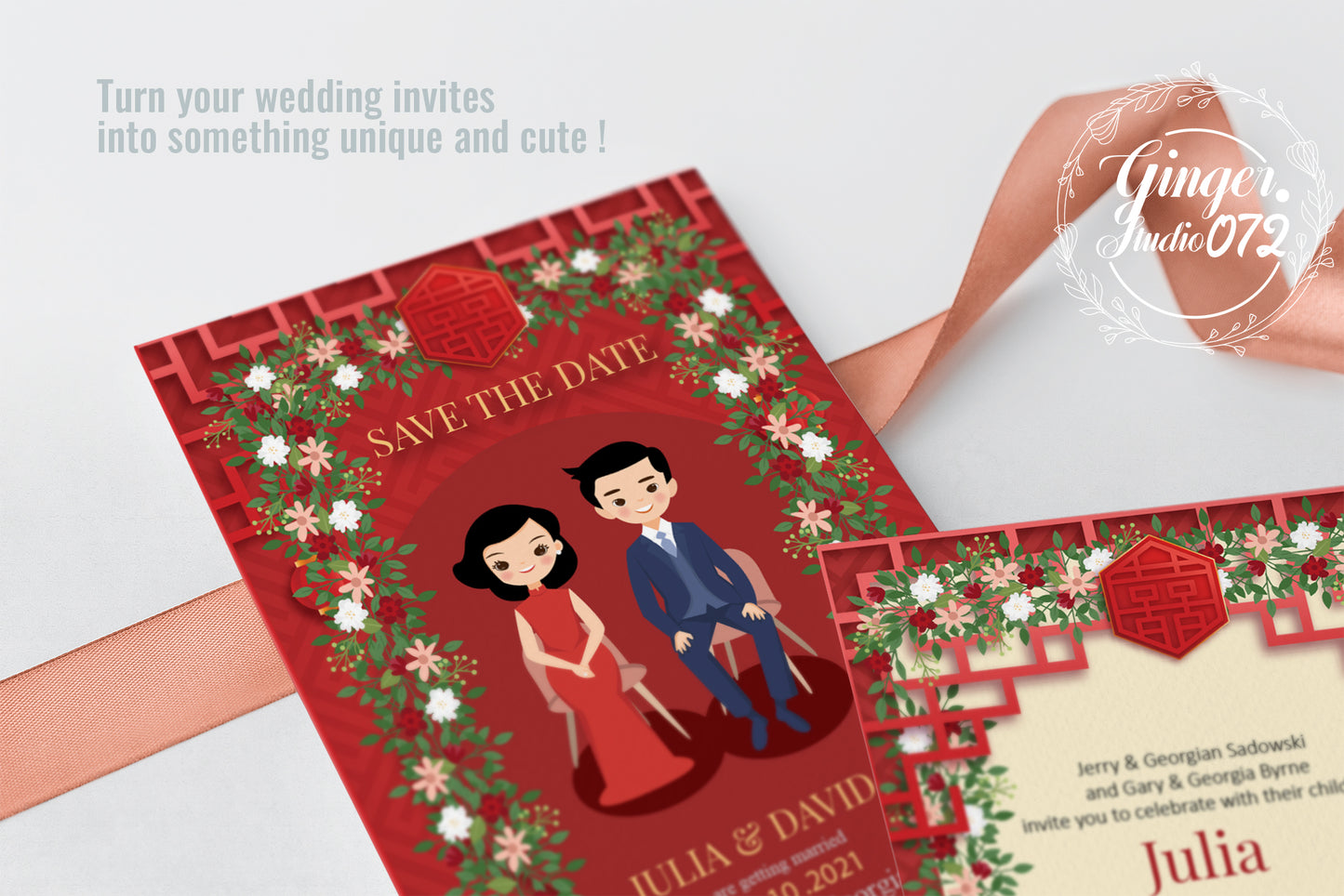 Cute Chinese Wedding, Tea Ceremony, invitation Template #cnwc0091