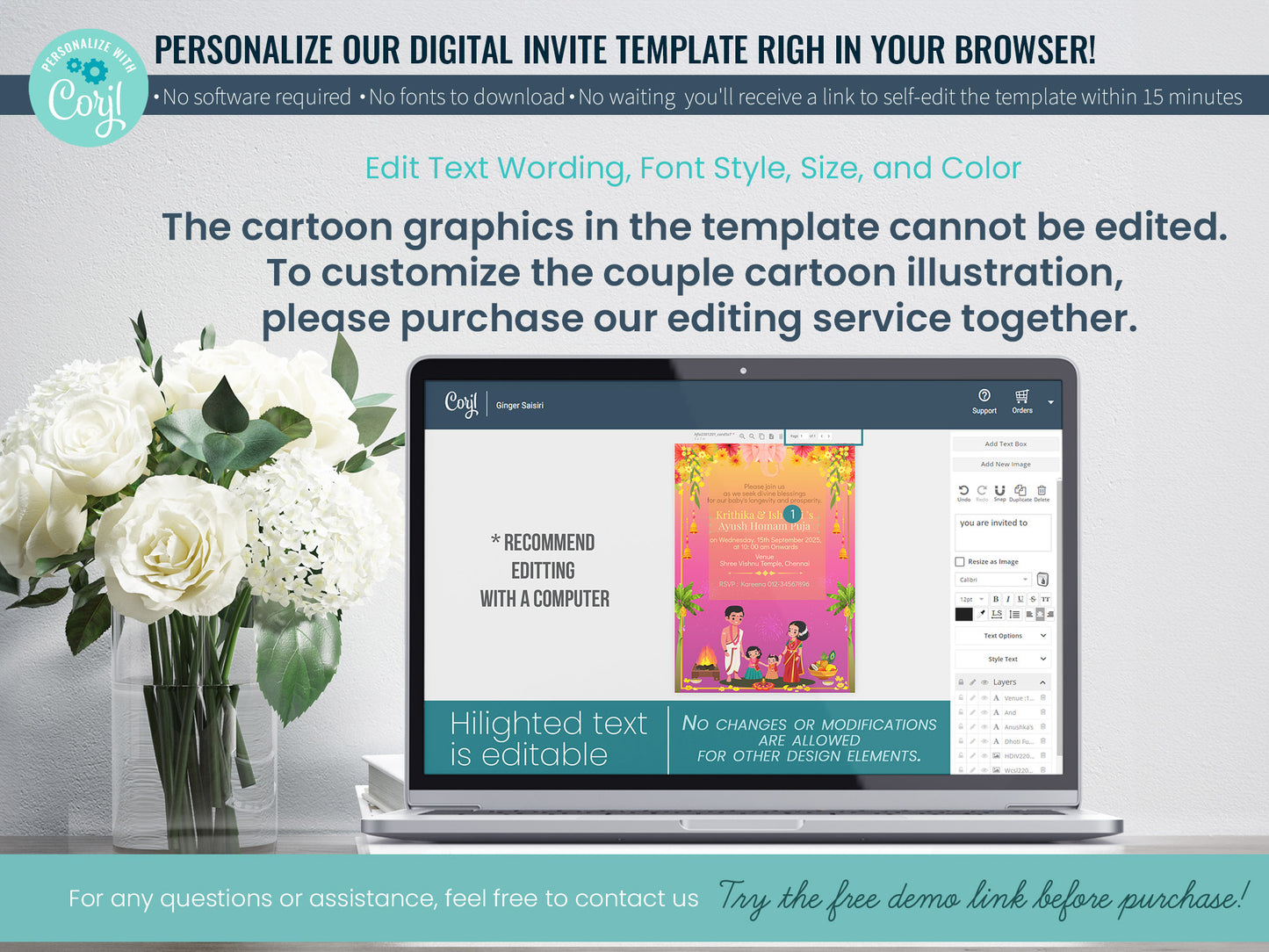 Cute Milestone invite, Ayush Homam puja function, Customize Template #hfiv2301201