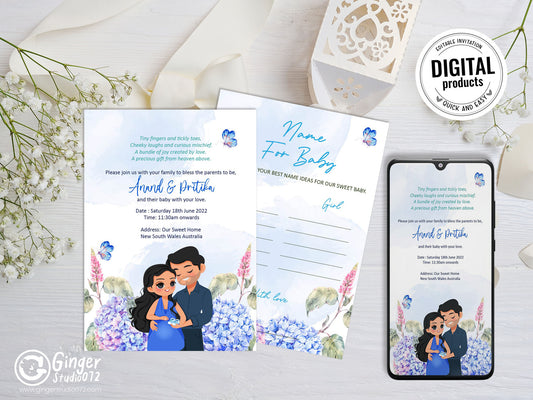 Cute Baby shower, cradle, naming, gender reveal, Invitation Templates #bsiv220901