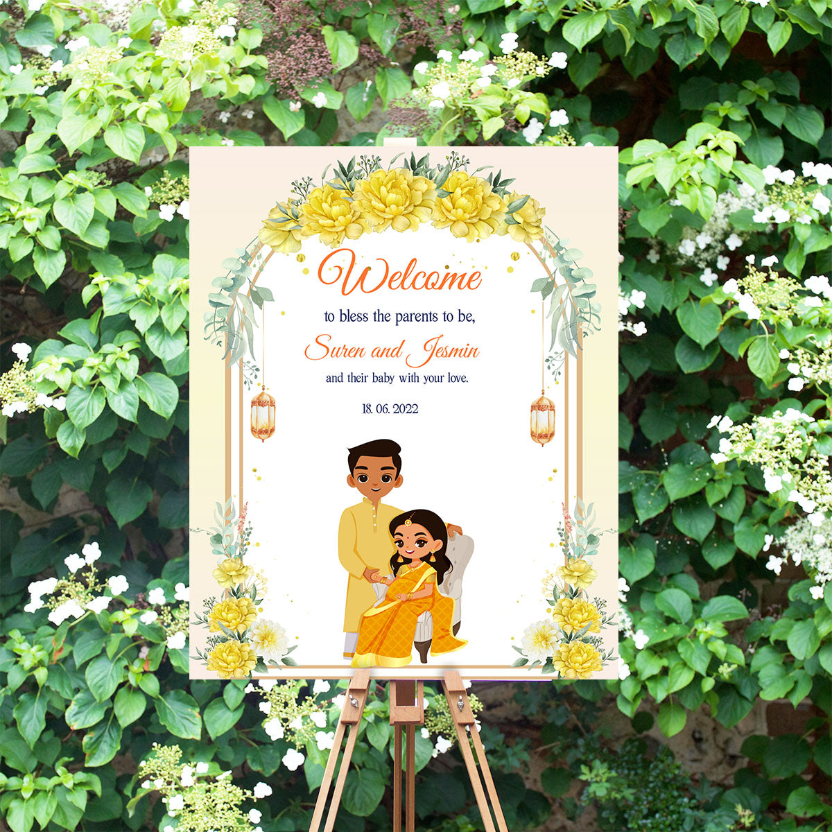 Cute Baby Shower sign, Valaikaapu, Seemantham, Customize Template #wcsl221101