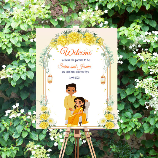 Cute Baby Shower sign, Valaikaapu, Seemantham, Customize Template #wcsl221101