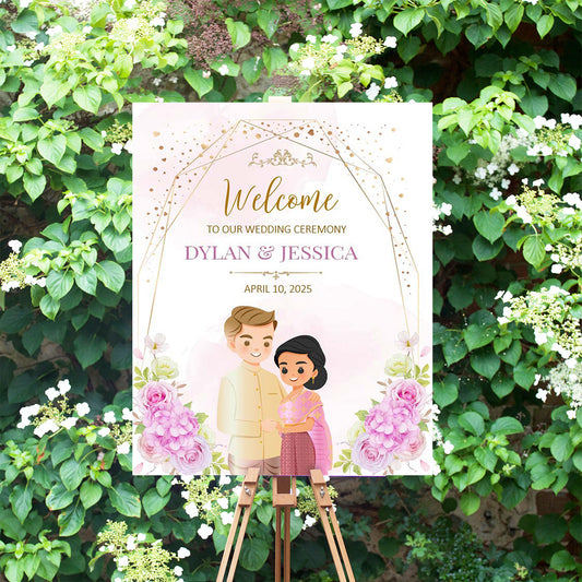Cute Asian Wedding sign: Lao/Khmer/Thai Reception sign template #ASWC240203