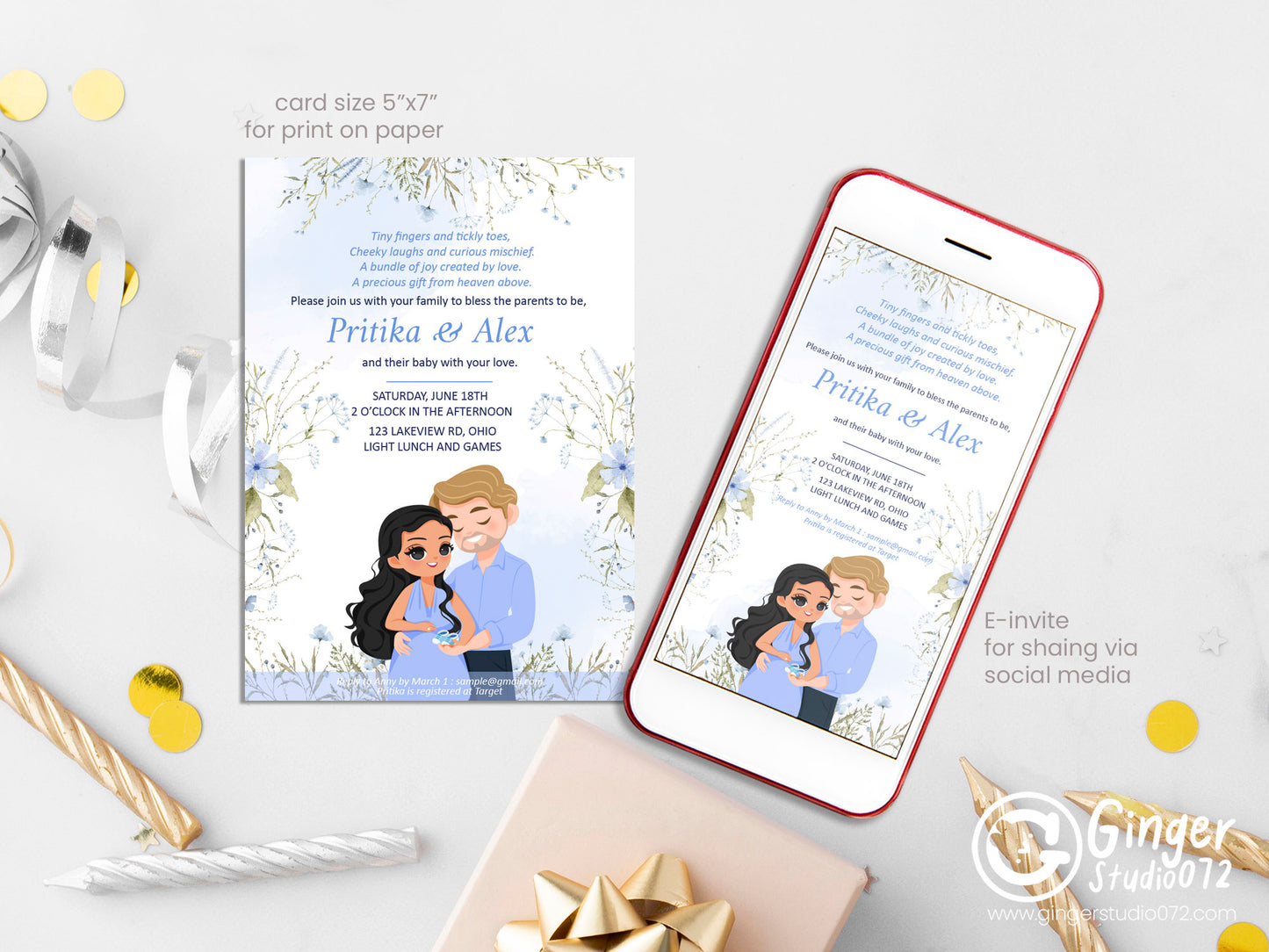 Baby shower, Birth Announcements invitation template #bsis241001