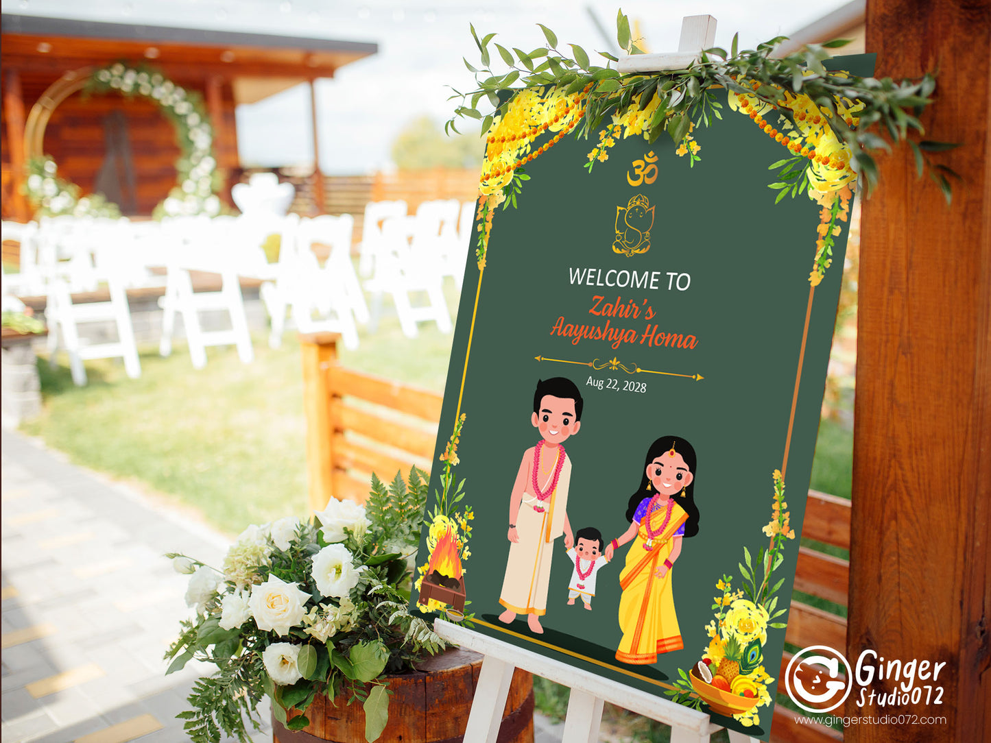 Cute Milestone invite, Ayush Homam puja function Customize Template #mttp240702