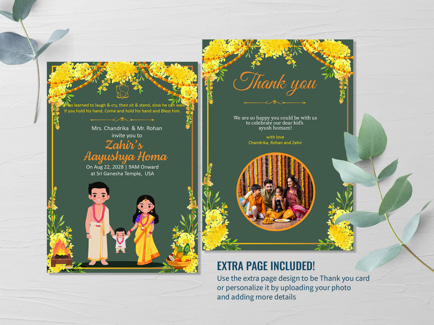 Cute Milestone invite, Ayush Homam puja function Customize Template #mttp240702
