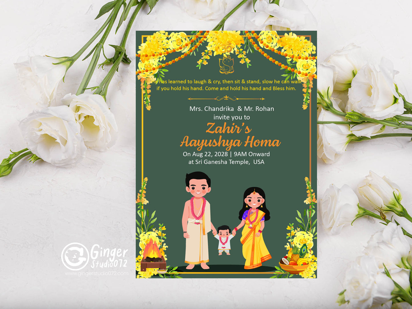 Cute Milestone invite, Ayush Homam puja function Customize Template #mttp240702
