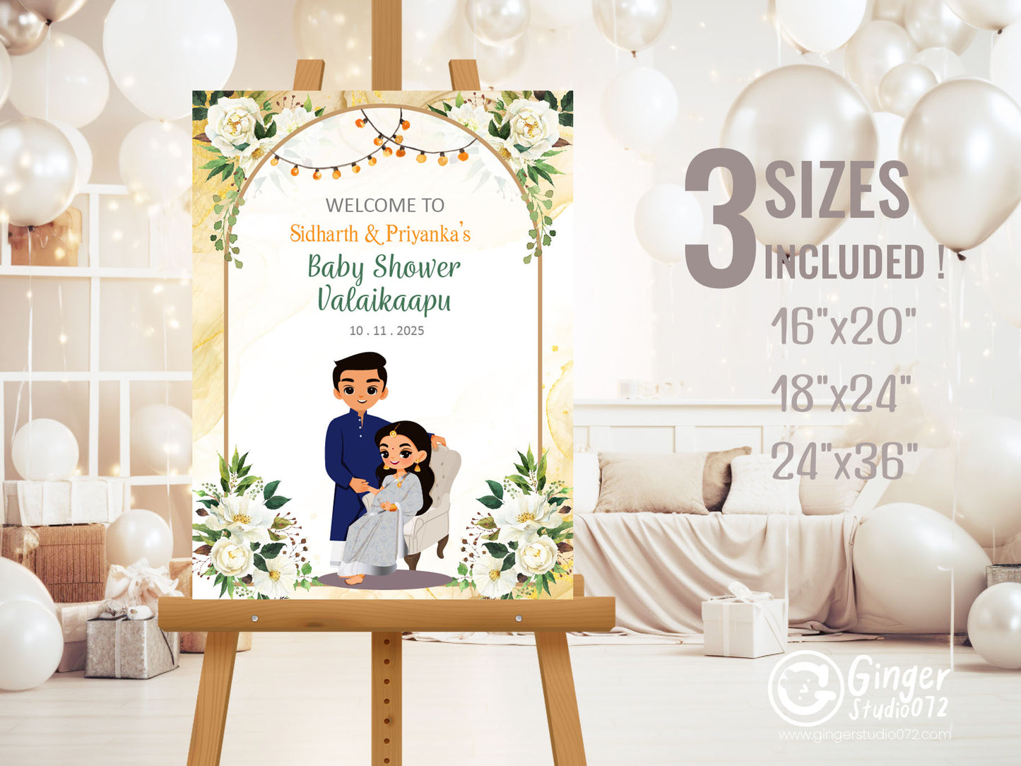 Cute Baby Shower sign, Valaikaapu, Seemantham, Customize Template #wcsl230707