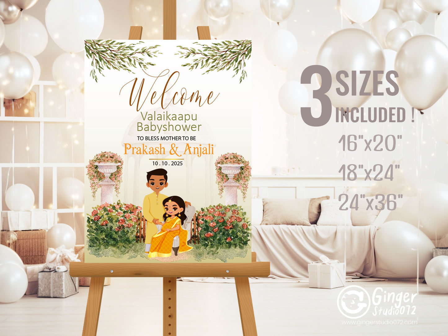 Cute Baby Shower sign, Valaikaapu, Seemantham, Customize Template #wcsl230601