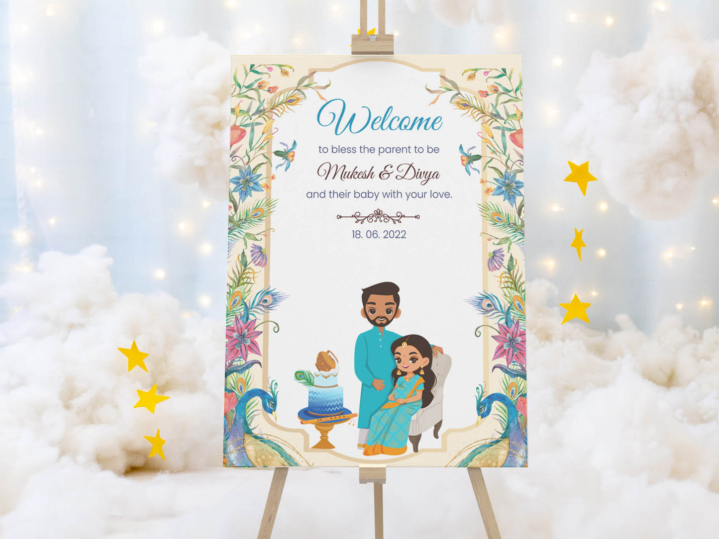 Cute Baby Shower sign, Valaikaapu, Seemantham, Customize Template #wcsl2201201