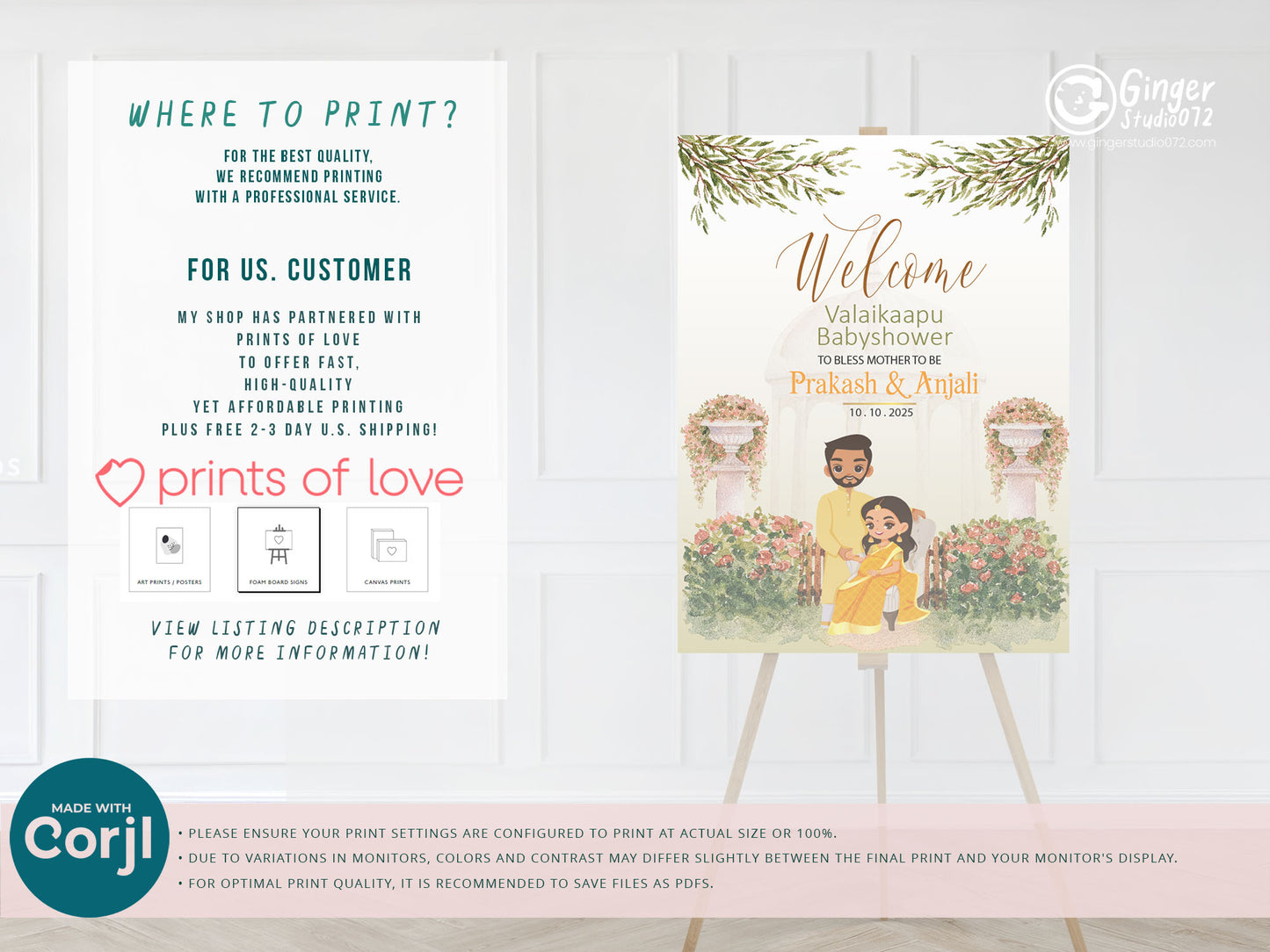 Cute Baby Shower sign, Valaikaapu, Seemantham, Customize Template #wcsl230601