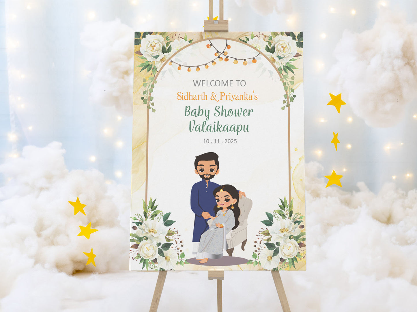Cute Baby Shower sign, Valaikaapu, Seemantham, Customize Template #wcsl230707