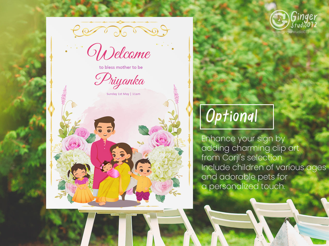Cute Baby Shower sign, Valaikaapu, Seemantham, Customize Template #wcsl220605