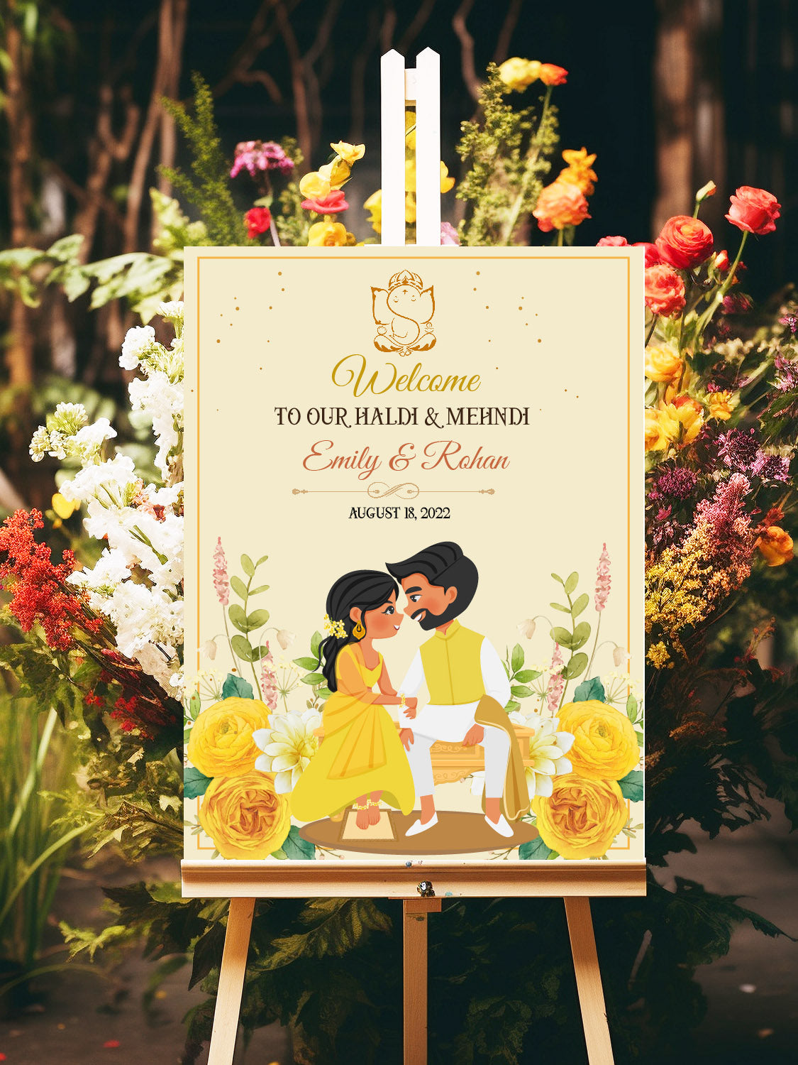 Cute Indian sign: Haldi/Mehndi/Sangeet, reception template #wcsl220402