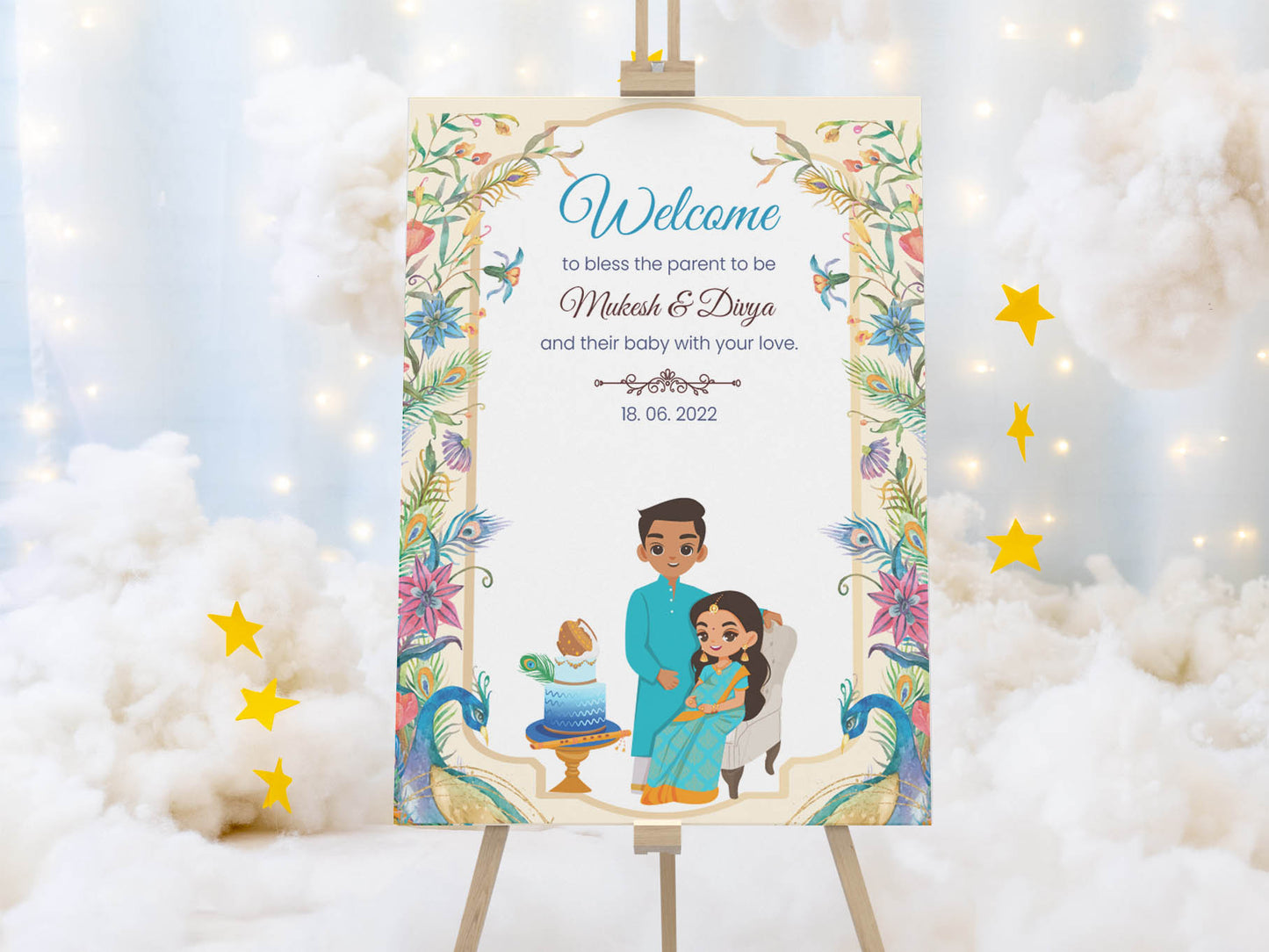 Cute Baby Shower sign, Valaikaapu, Seemantham, Customize Template #wcsl2201201