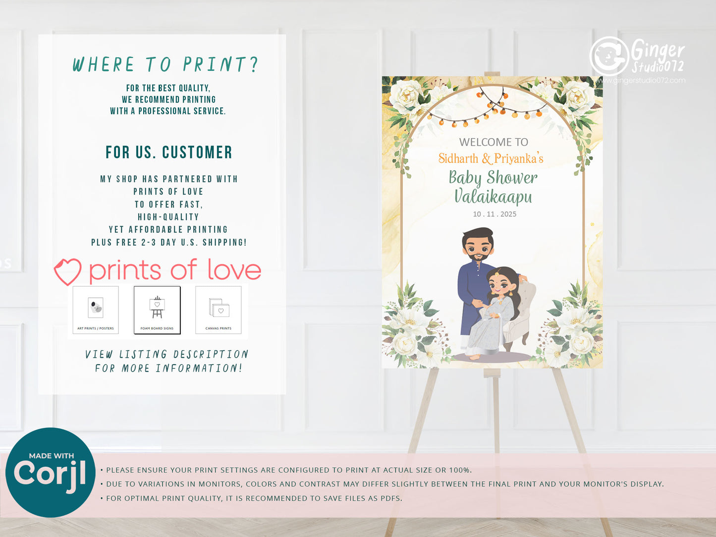 Cute Baby Shower sign, Valaikaapu, Seemantham, Customize Template #wcsl230707