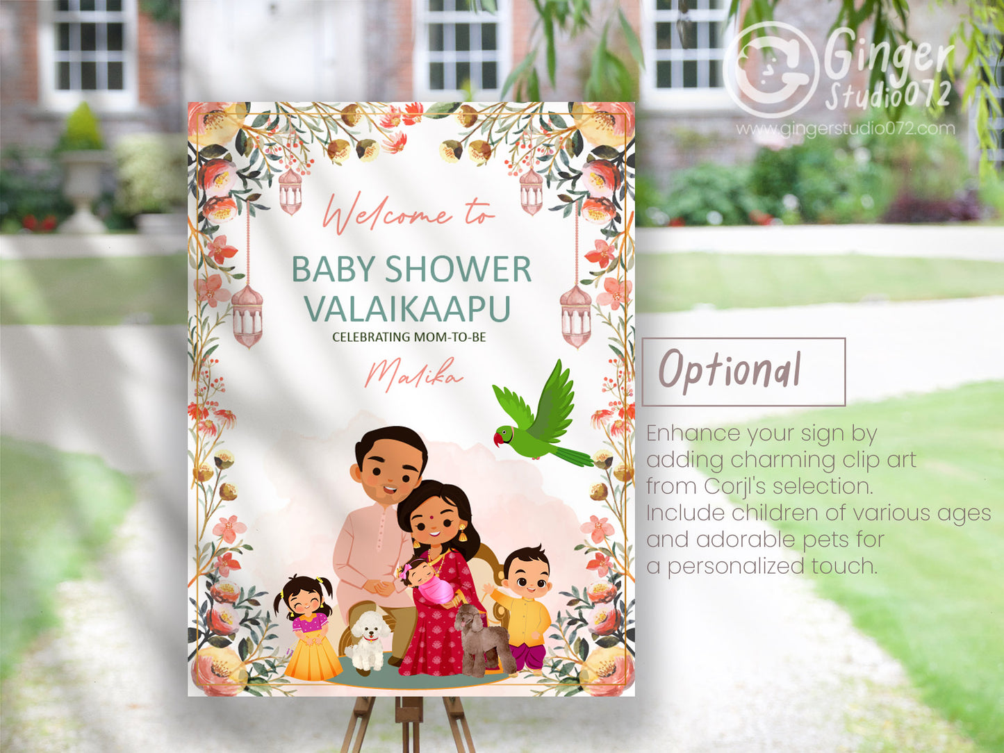 Cute Baby Shower sign, Valaikaapu, Seemantham, Customize Template #wcsl230102