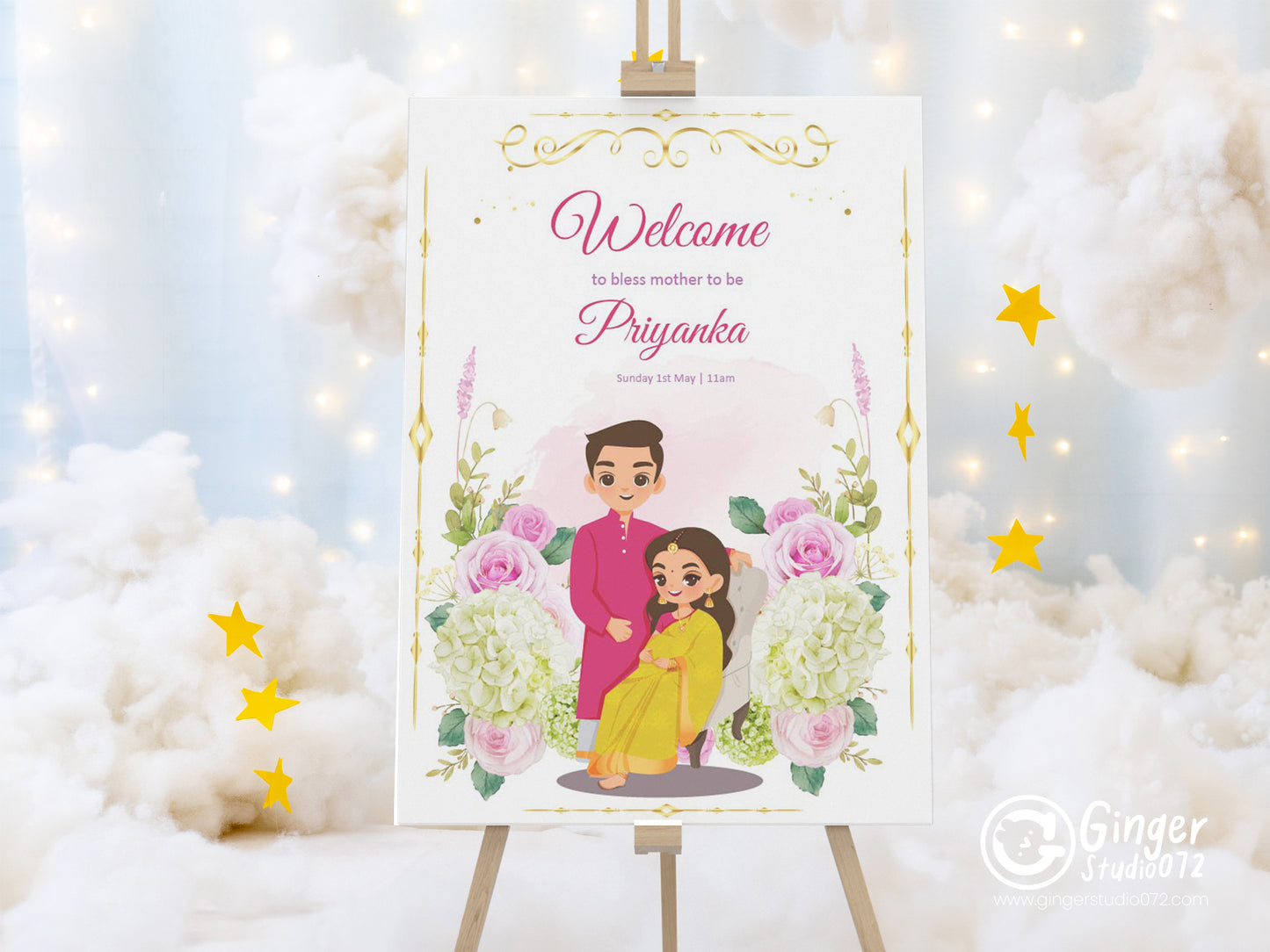 Cute Baby Shower sign, Valaikaapu, Seemantham, Customize Template #wcsl220605