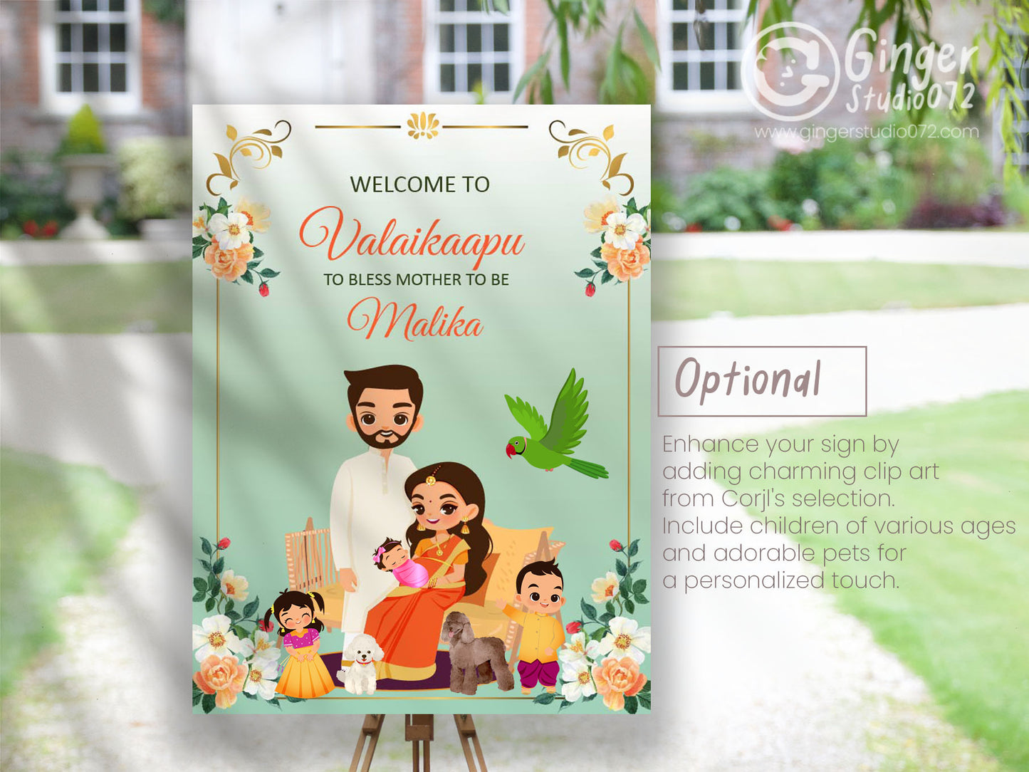 Cute Baby Shower sign, Valaikaapu, Seemantham, Customize Template #wcsl220506