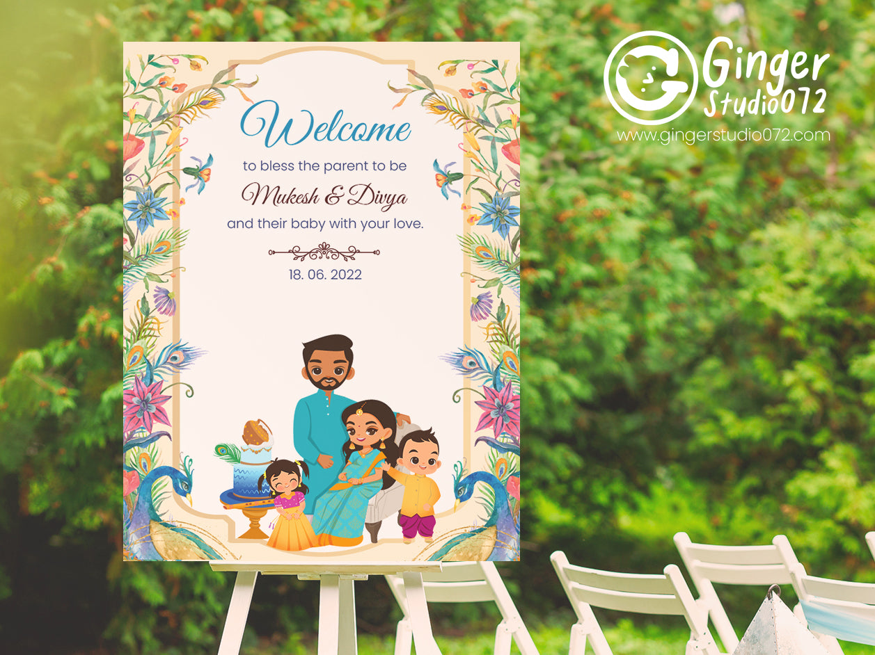 Cute Baby Shower sign, Valaikaapu, Seemantham, Customize Template #wcsl2201201