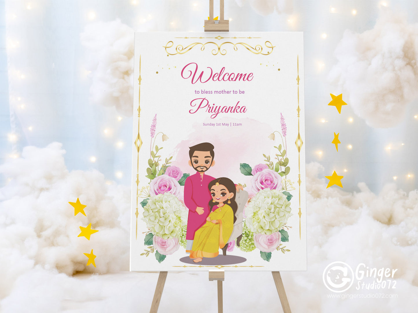 Cute Baby Shower sign, Valaikaapu, Seemantham, Customize Template #wcsl220605