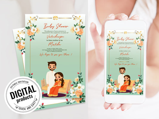 Cute baby shower, parent & mother to be invitation template #bsiv230105