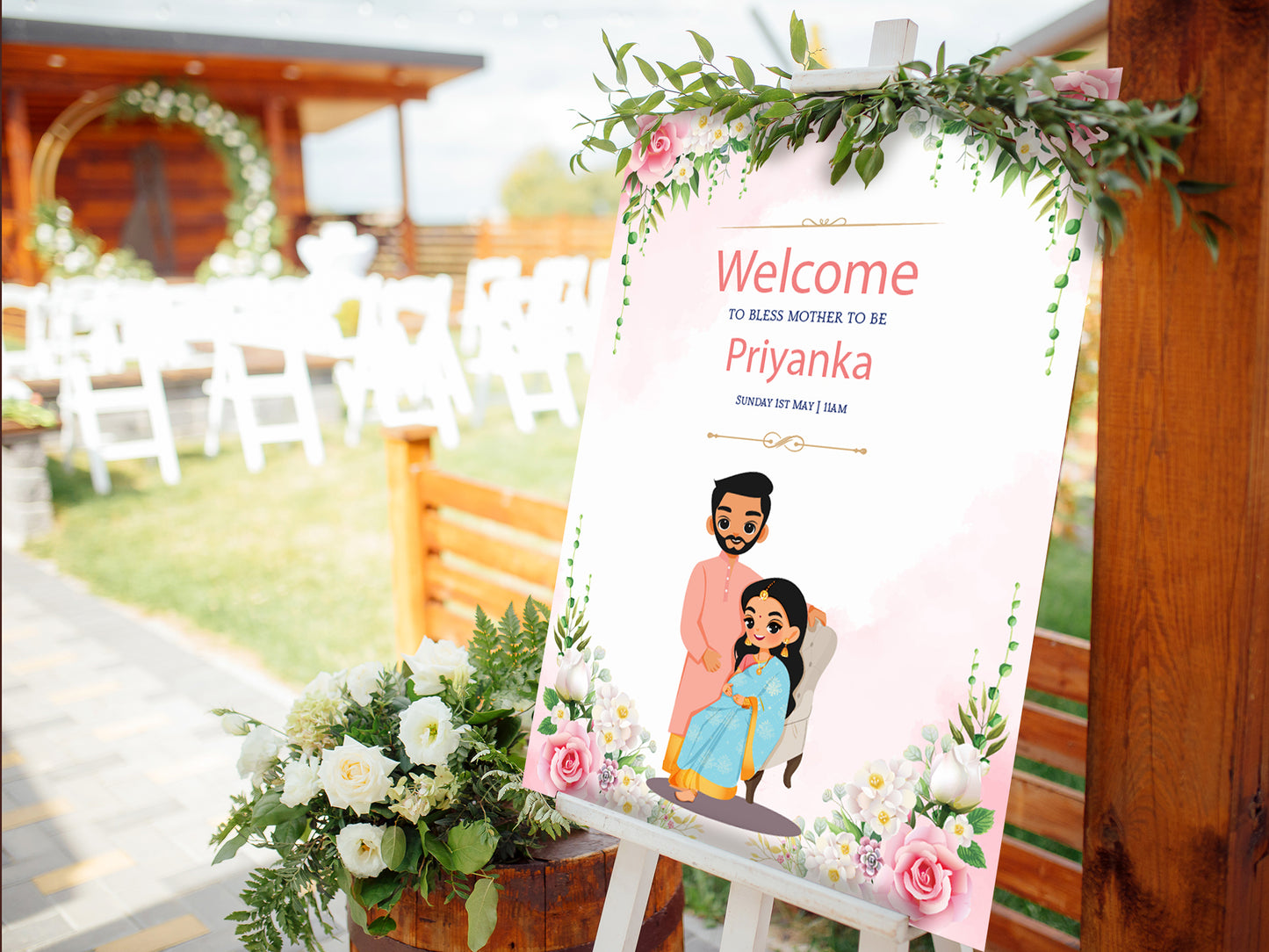 Cute Baby Shower sign, Valaikaapu, Seemantham, Customize Template #wcsl220906