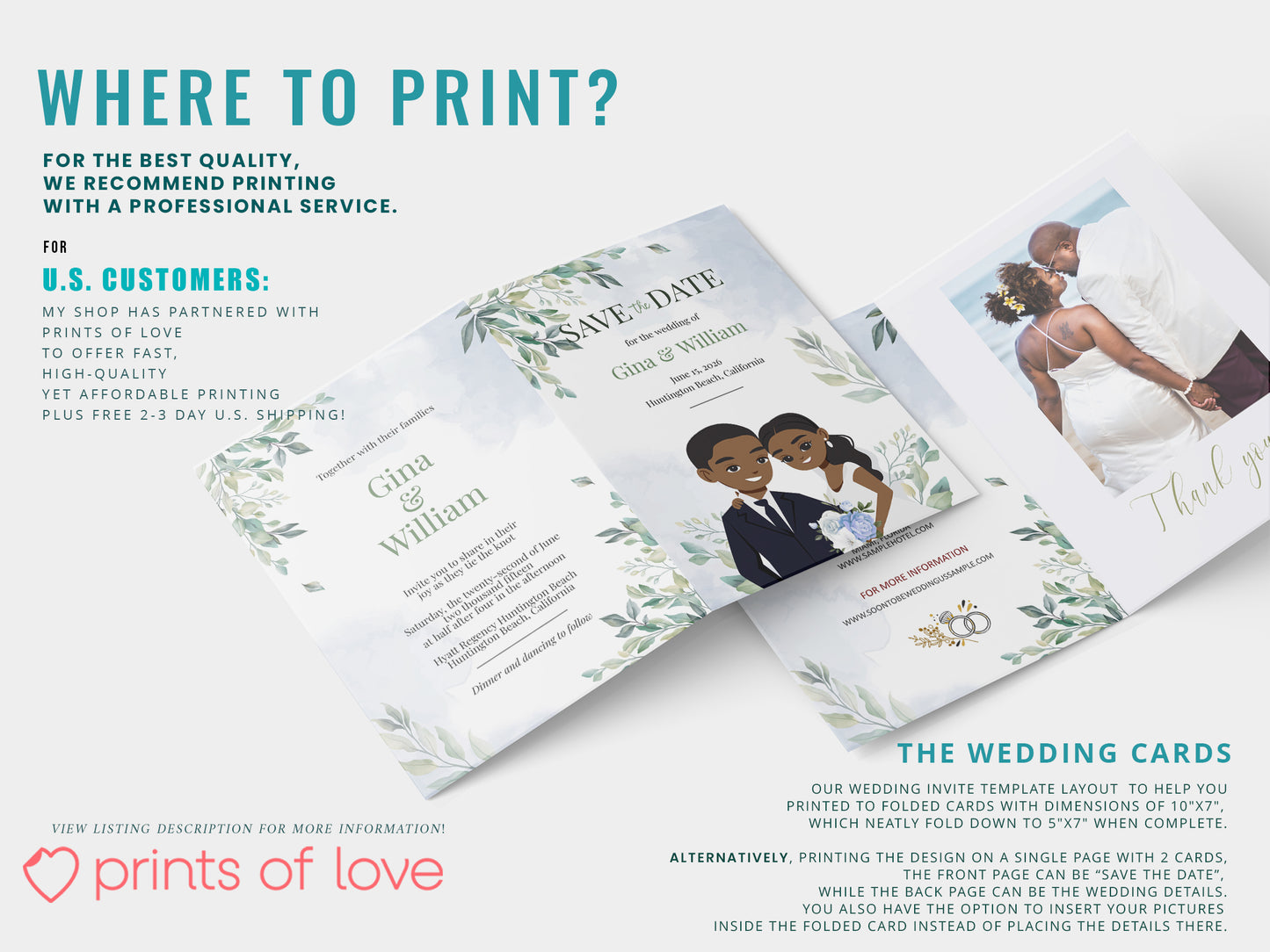 Cute African-American wedding Invitation, Customize template #bcwd210501
