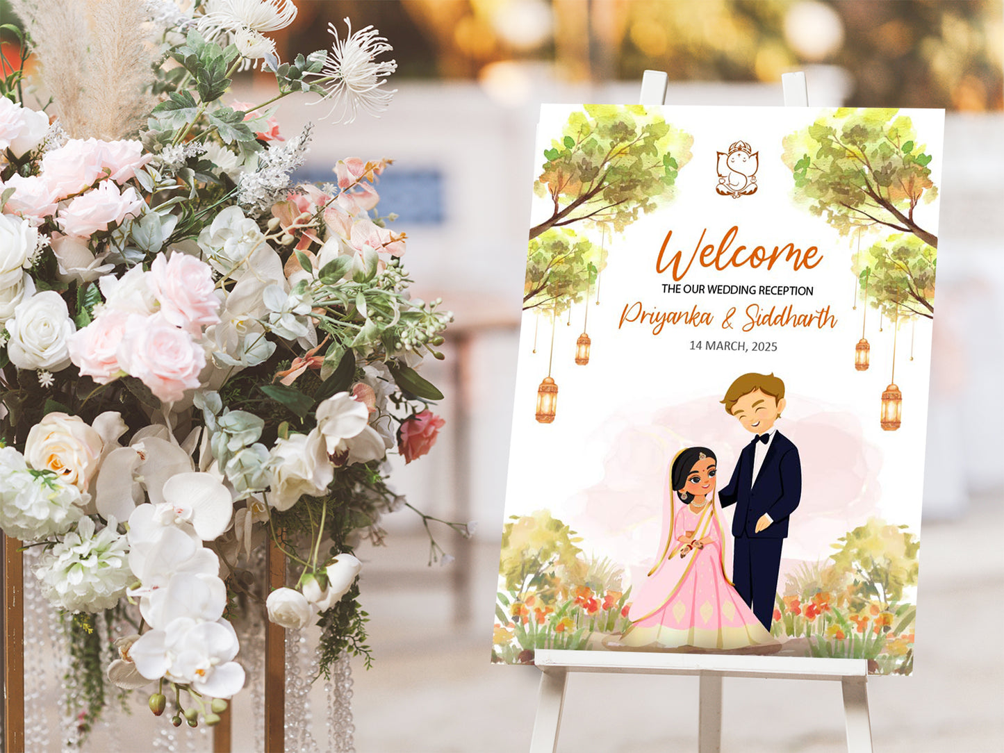 Cute Indian sign: Haldi/Mehndi/Sangeet, reception template #wcsl220701