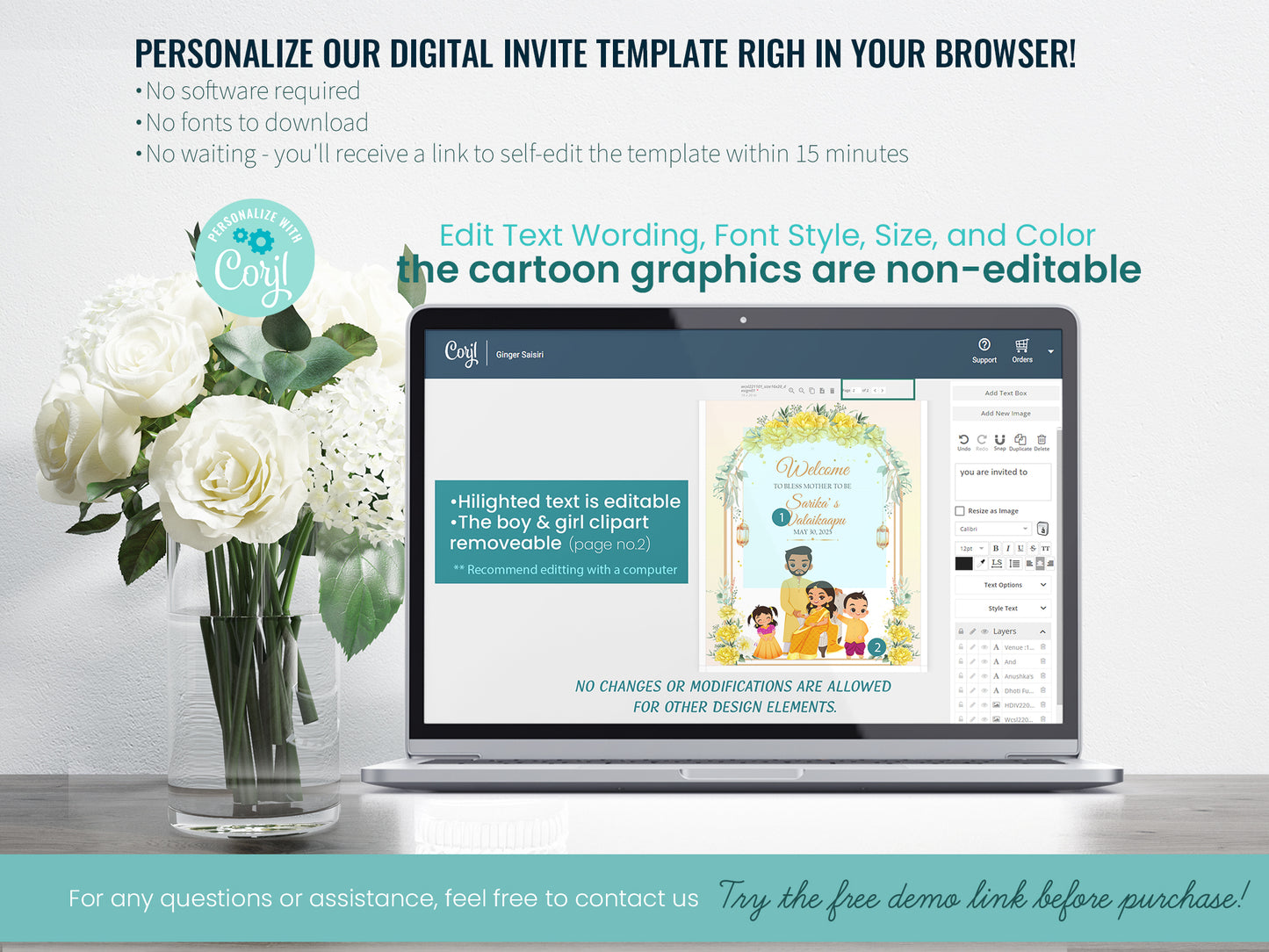 Cute Baby Shower sign, Valaikaapu, Seemantham, Customize Template #wcsl221101