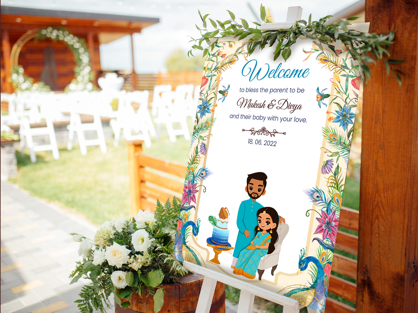 Cute Baby Shower sign, Valaikaapu, Seemantham, Customize Template #wcsl2201201