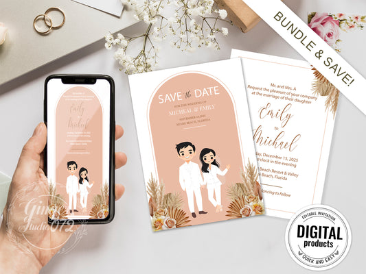 Cute Wedding Invitation, E-invites Template Set #CTWD230401