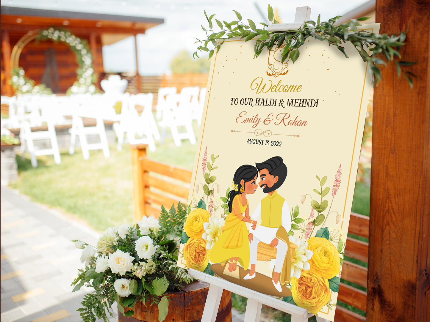 Cute Indian sign: Haldi/Mehndi/Sangeet, reception template #wcsl220402