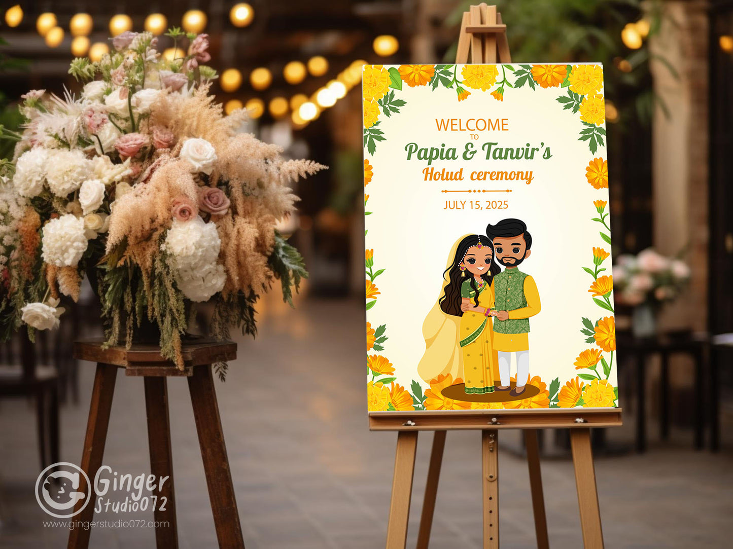 Cute Indian sign: Haldi/Mehndi/Sangeet, reception template #wcsl220806