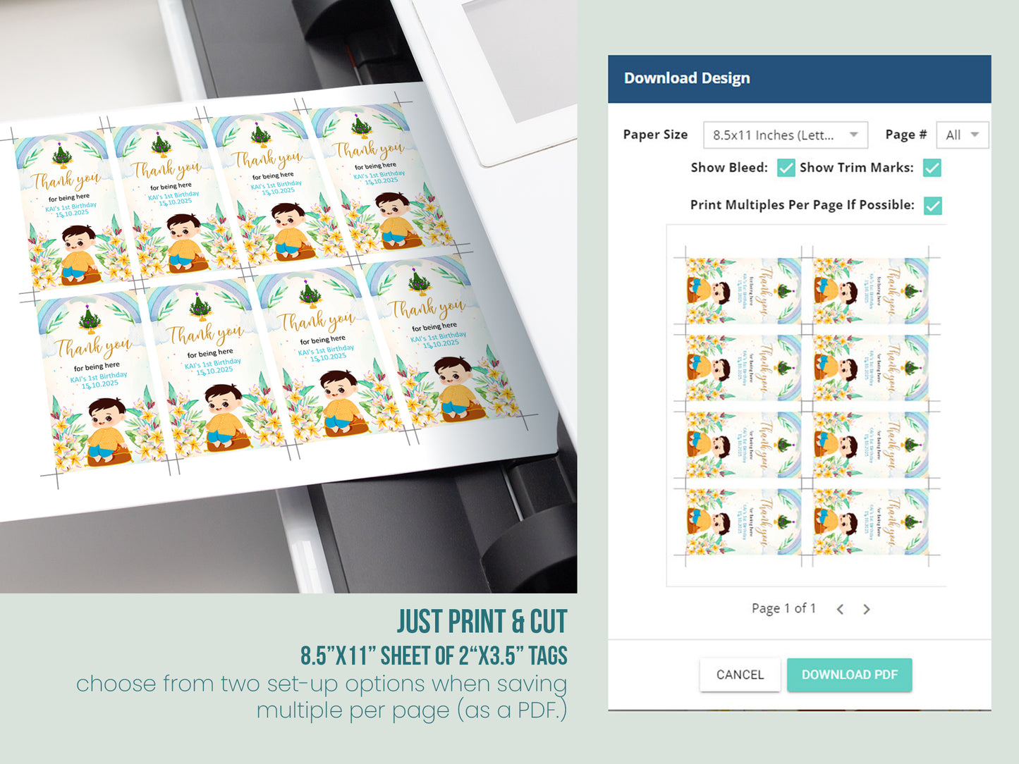 Cute 1st Birthday Invitation, Southeast Asian Theme, Customize Template #fbiv230505