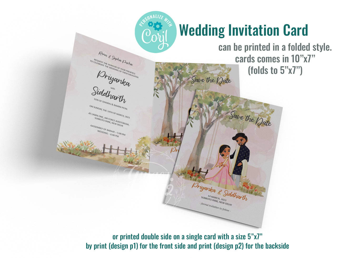 Cute Indian/Hindu wedding invite, Haldi/Mehndi/Sangeet, Customize template #idwc211101