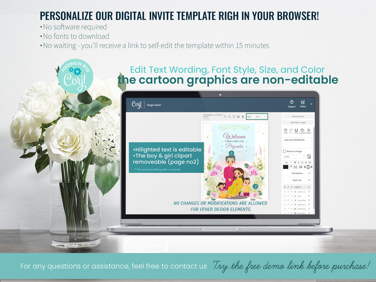 Cute Baby Shower sign, Valaikaapu, Seemantham, Customize Template #wcsl220605