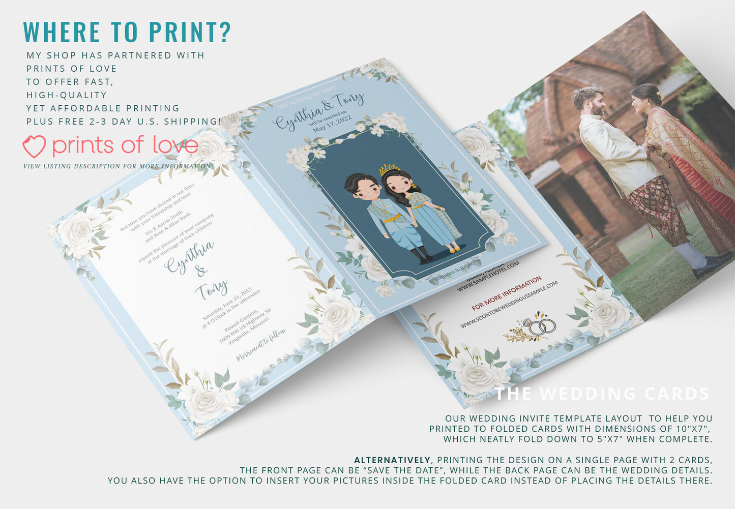 Cute Asian, Khmer, Lao, Thai Wedding invitation, E-Invite template #thwc200801