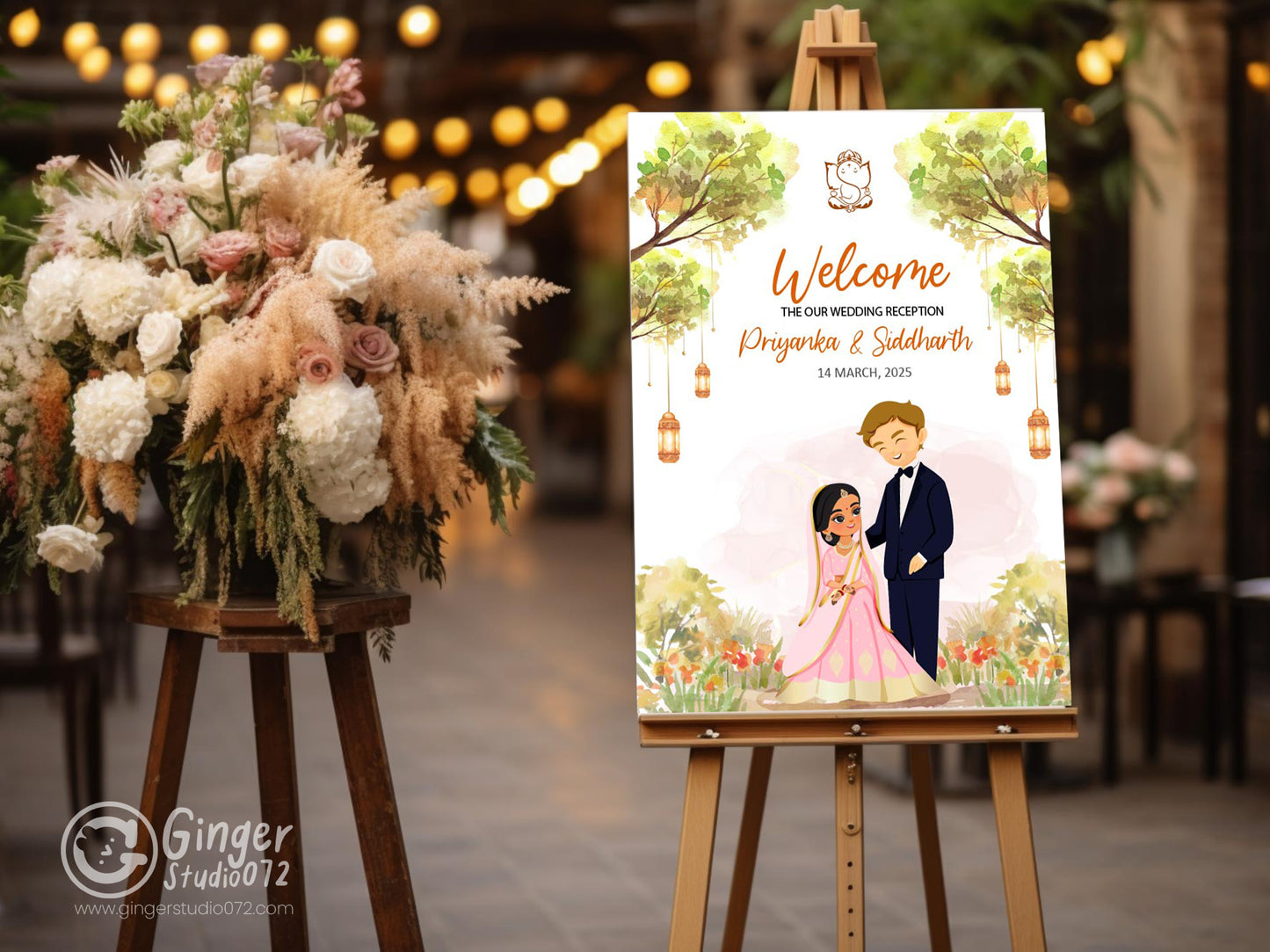 Cute Indian sign: Haldi/Mehndi/Sangeet, reception template #wcsl220701