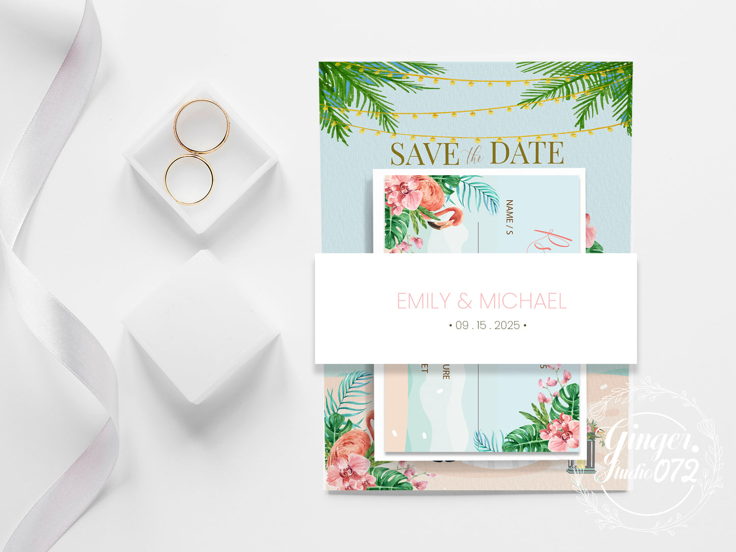 Cute Wedding Invitation, E-Invitation, Digital Template Set #wd7911