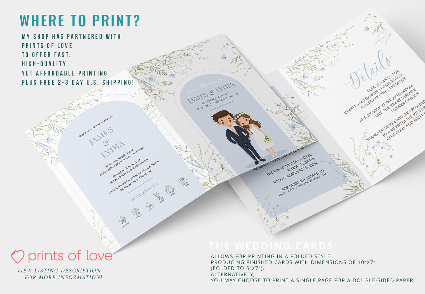 Cute Wedding Invitation, E-Invitation, Digital Template Set #ctwd230102