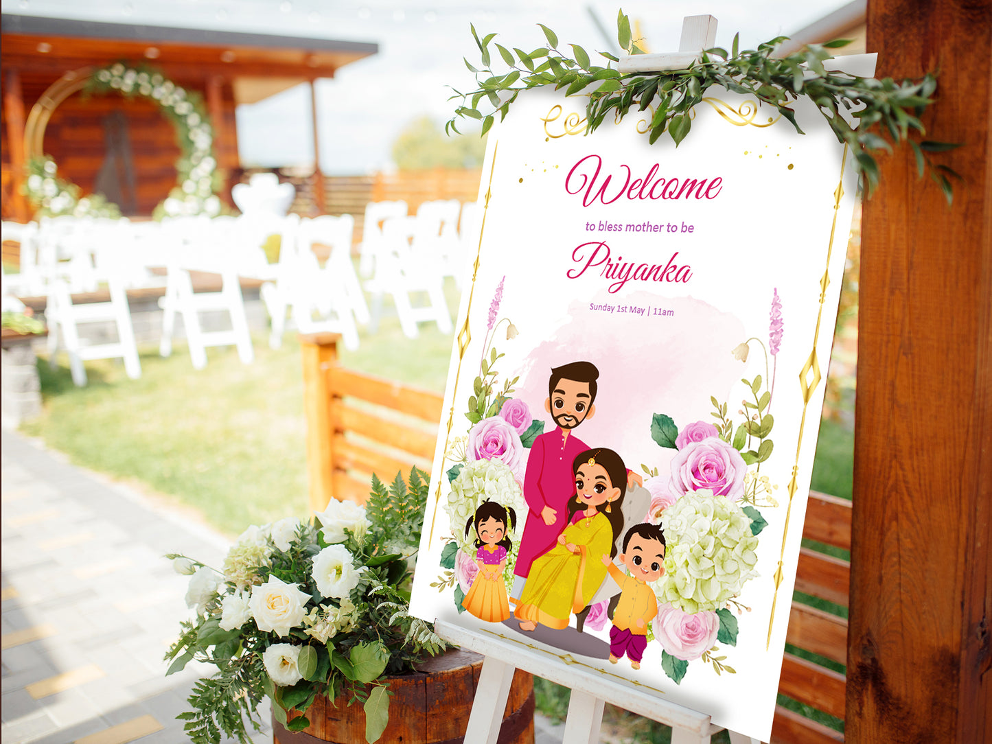Cute Baby Shower sign, Valaikaapu, Seemantham, Customize Template #wcsl220605