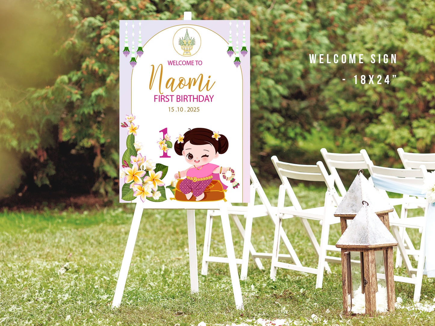 Cute 1st Birthday Invitation, Southeast Asian Theme, Customize Template #fbiv230502