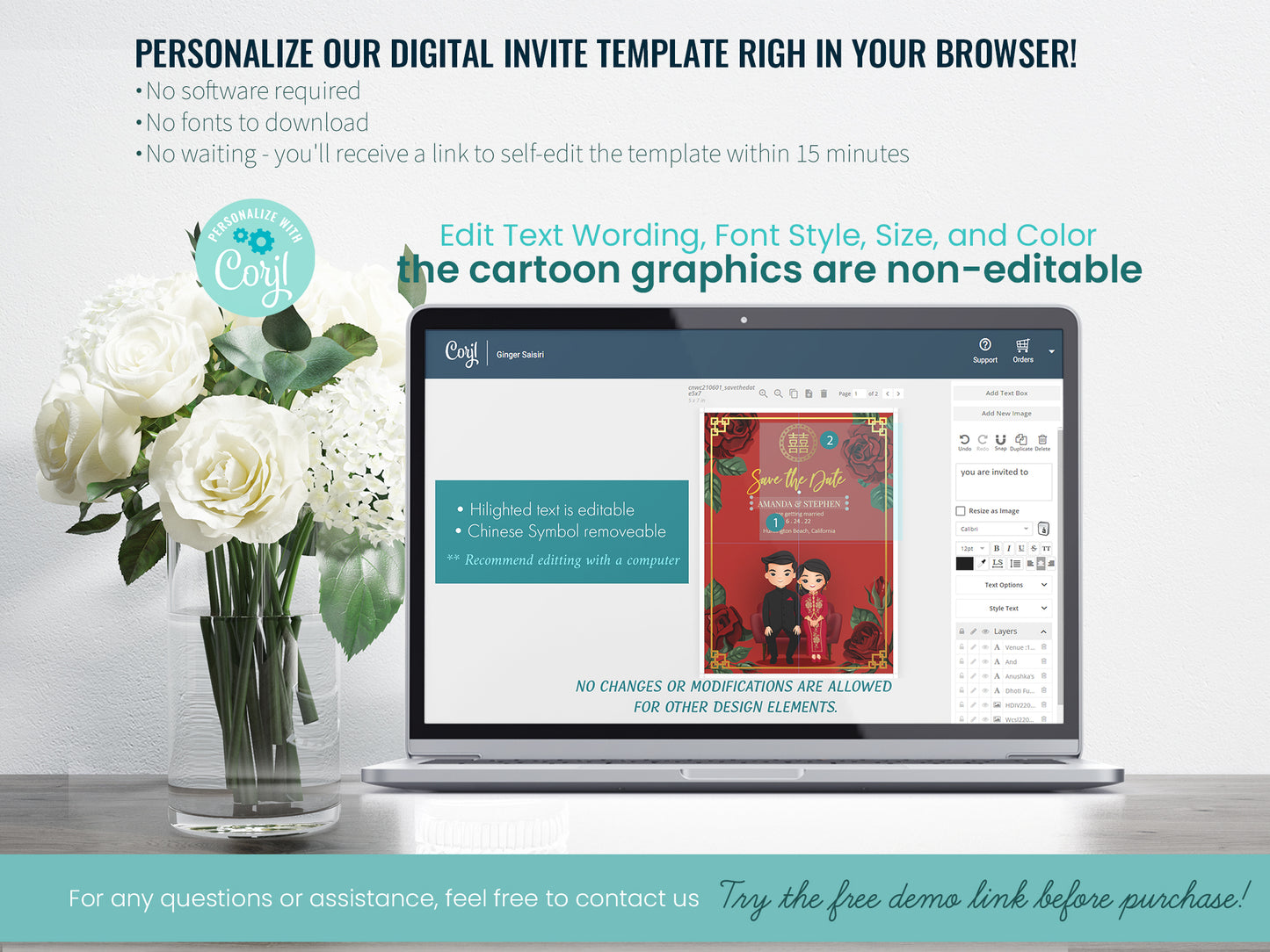 Cute Chinese Wedding, Tea Ceremony, invitation Template #cnwc210601