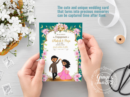 Cute Indian/Hindu wedding invite, Haldi/Mehndi/Sangeet, Customize template #idwc220918