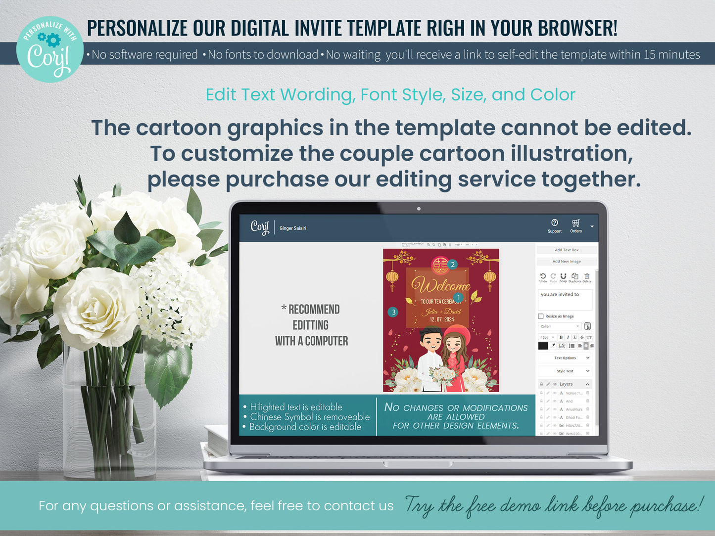 Vietnamese Tea ceremony sign -Digital Template (Editable PDF) #wcsl240102