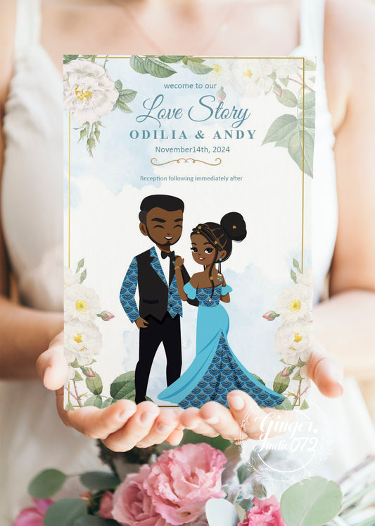 Cute African-American wedding Invitation, Customize template #bciv220402