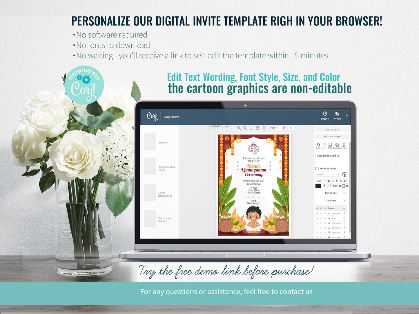 Cute Milestone invite, Upanayanam Ceremony, Customize Template #UNIV220901